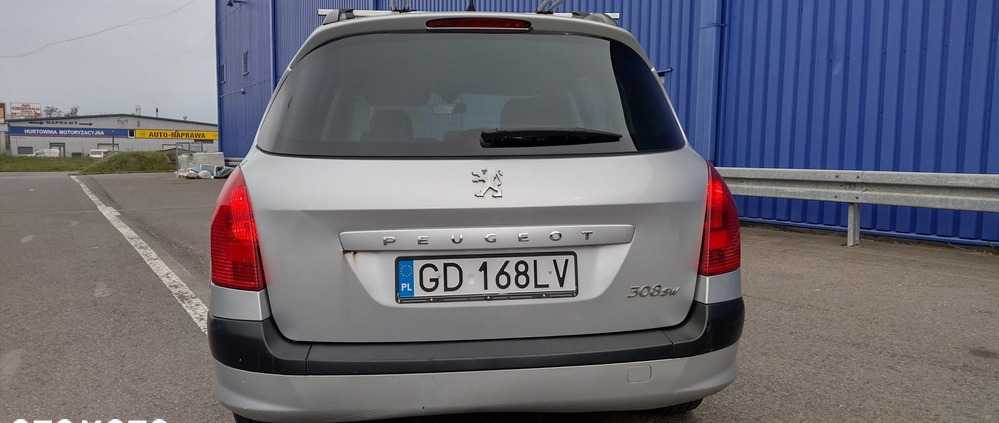 Peugeot 308 cena 9901 przebieg: 253000, rok produkcji 2009 z Gdańsk małe 137